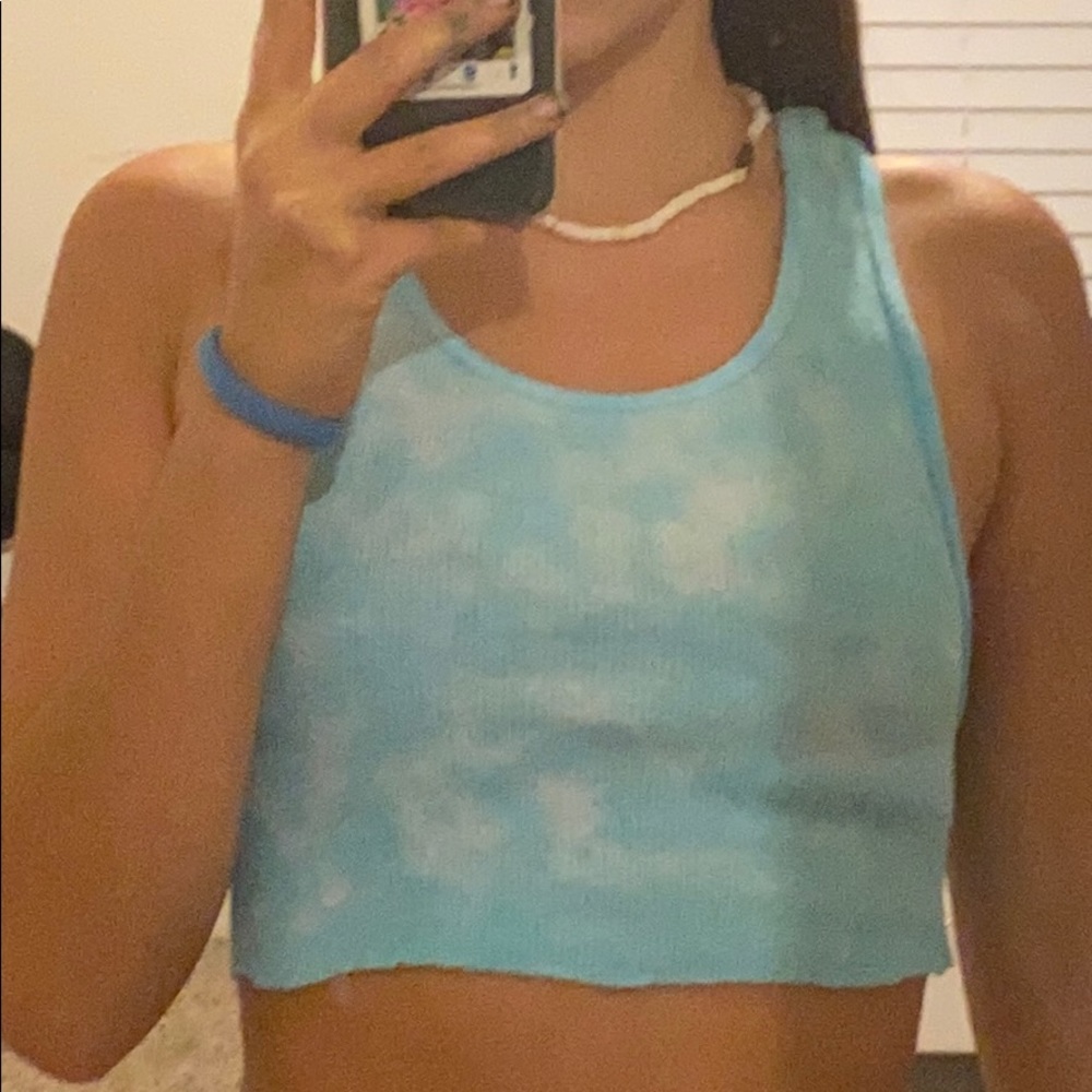 light blue tye dye tank top